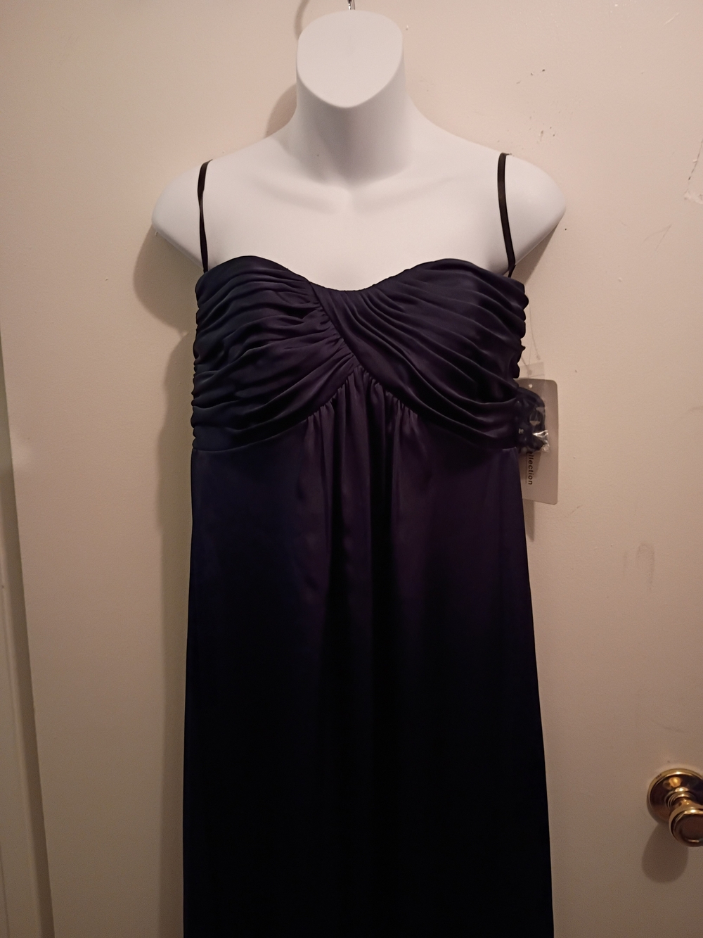 Satin Navy Ruched Bust Maxi Dress